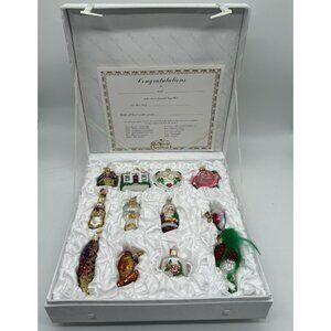 Old World Christmas Wedding Blown Glass Ornaments Elegant Set of 12 in Satin Box